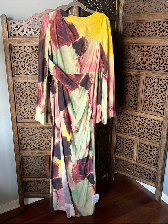ASOS Dresses & Skirts - ASOS Yellow, Green, Burgundy & Pink Watercolor Maxi Dress